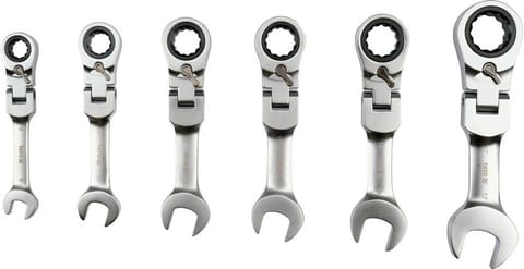 ⁨ZESTAW KLUCZY Z GRZECHOTKĄ I PRZEGUBEM, KRÓTKIE 8-19MM, 6SZT⁩ w sklepie Wasserman.eu