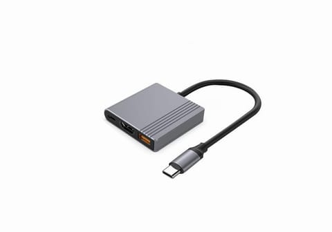 ⁨Adapter USB-C męski do USB-A + HDMI + PD, Gembird szary⁩ w sklepie Wasserman.eu