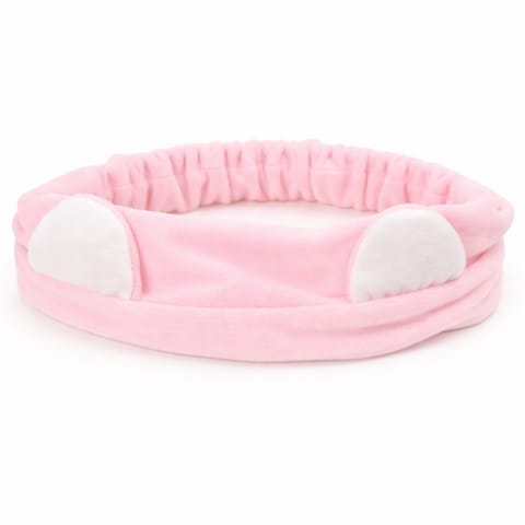 ⁨Opaska kosmetyczna uszka ozdobna na gumce, różowa O321R⁩ w sklepie Wasserman.eu