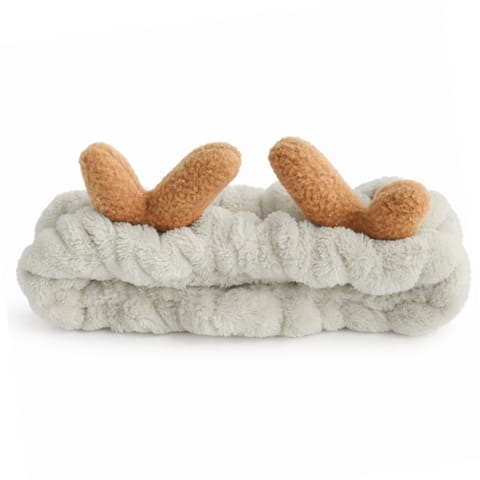 ⁨Opaska kosmetyczna uszka renifera ozdobna, beżowa z brązem O378K⁩ w sklepie Wasserman.eu