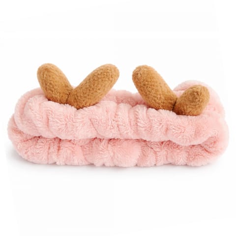 ⁨Opaska kosmetyczna uszka renifera, ozdobna różowa O378R⁩ w sklepie Wasserman.eu