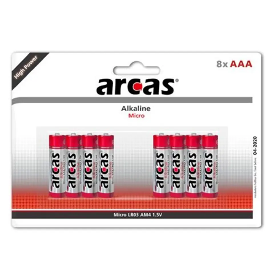 ⁨Arcas AAA/LR03, Alkaline, 8 pc(s)⁩ at Wasserman.eu