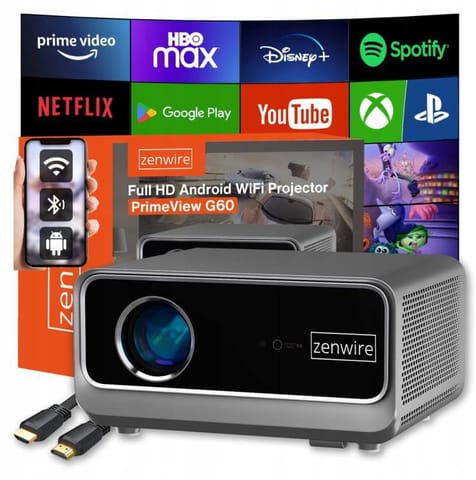 ⁨Rzutnik Android Google TV FULL HD 4K 39000lm WiFi Przenośny SMART Zenwire G60⁩ w sklepie Wasserman.eu