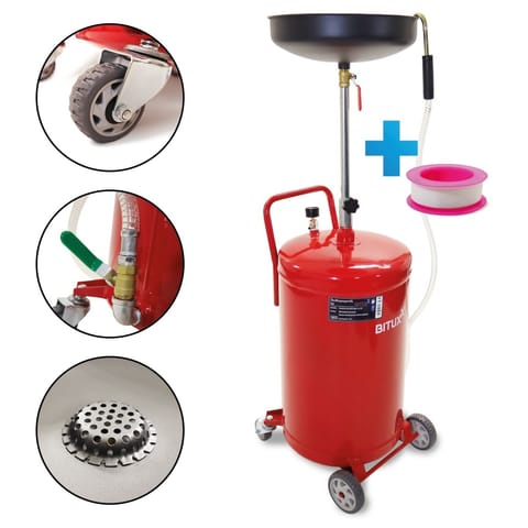 ⁨Przenośna mobilna Zlewarka do oleju Warsztatowa Regulowana ze zbiornikiem 80L⁩ w sklepie Wasserman.eu