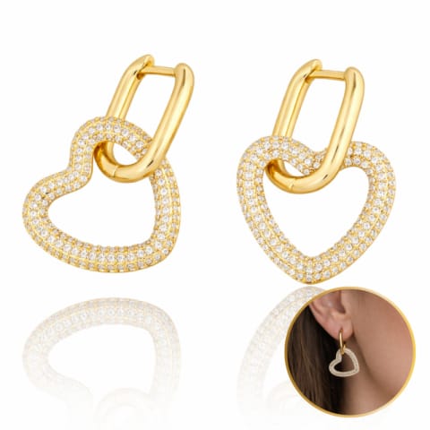 ⁨Kolczyki ze stali szlachetnej pozłacanej 14k złotem, SERCE KST3318⁩ w sklepie Wasserman.eu