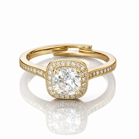 ⁨Pierścionek stal chirurgiczna platerowana złotem, z cyrkoniami PST967, Rozmiar pierścionków: US6 EU11⁩ w sklepie Wasserman.eu