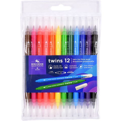 ⁨Flamastry dwustronne 12 kolorów TWINS 771023/AB4 KOH-I-NOOR⁩ w sklepie Wasserman.eu