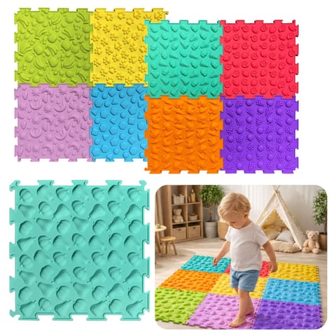 ⁨Ścieżka Sensoryczna Puzzle Kafelki Różne Struktury Kolory 24,5 cm 10 szt.⁩ w sklepie Wasserman.eu