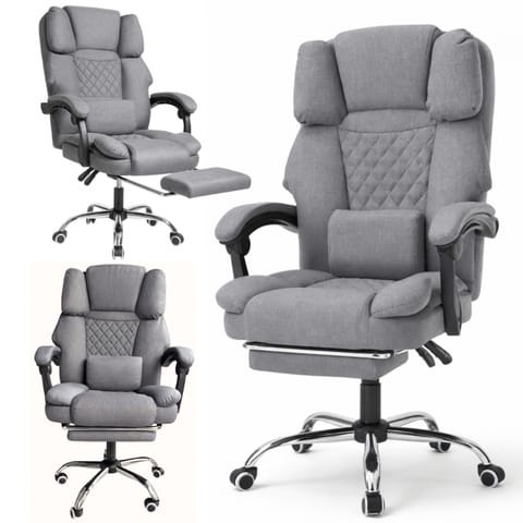 Fotel biurowy obrotowy MASTER z podnóżkiem i masażerem - szary MATERIAŁ KO32SZ w sklepie Wasserman.eu
