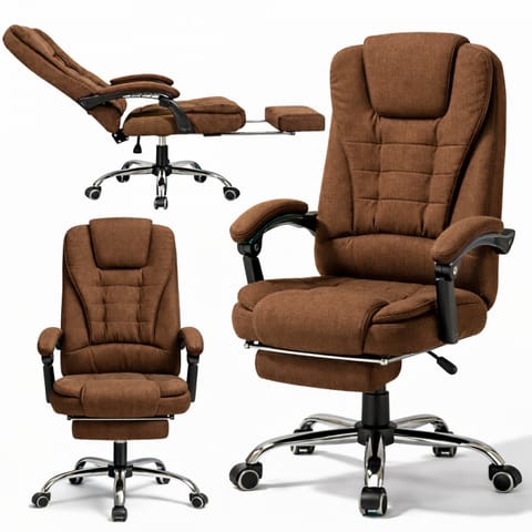 Fotel biurowy obrotowy BOSS z podnóżkiem - brązowy MATERIAŁ KO22BR-MAT w sklepie Wasserman.eu