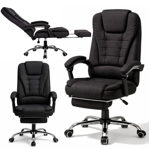 Fotel biurowy obrotowy BOSS z podnóżkiem - czarny MATERIAŁ KO22CZ-MAT w sklepie Wasserman.eu