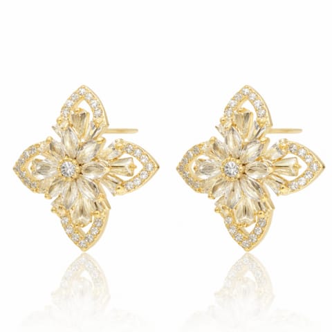 ⁨Kolczyki ze stali szlachetnej platerowane 14k złotem, z cyrkoniami KST3155⁩ w sklepie Wasserman.eu