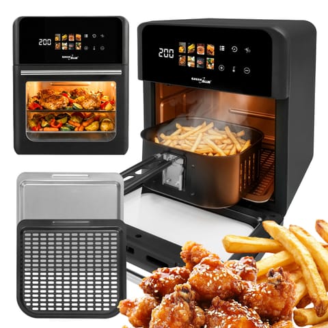 ⁨Frytkownica beztłuszczowa AIR FRYER GreenBlue, MOCNA 1800W, pojemność 10l, 8 programów, akcesoria, TIMER, GB950⁩ w sklepie Wasserman.eu