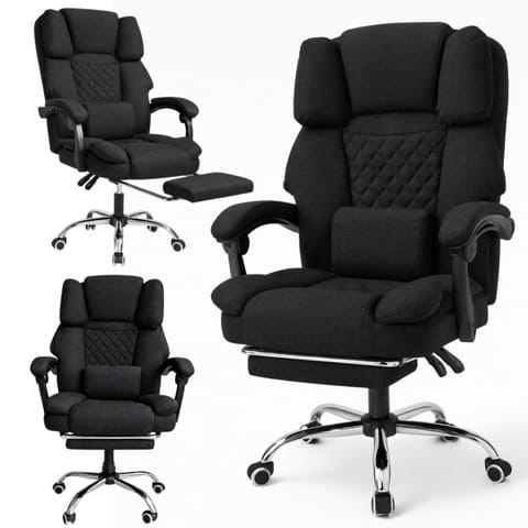 Fotel biurowy obrotowy MASTER z podnóżkiem i poduszką masującą - czarny MATERIAŁ KO32CZ w sklepie Wasserman.eu