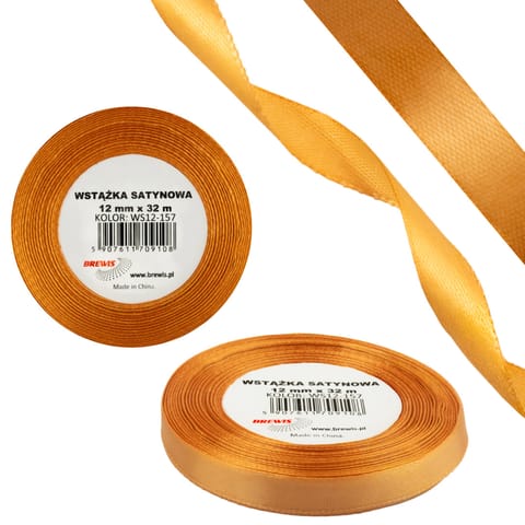 ⁨Wstążka satynowa 12mm/32m WS12-157 nagietkowy BREWIS⁩ w sklepie Wasserman.eu
