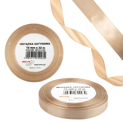 ⁨Wstążka satynowa 12mm/32m WS12-60 tan BREWIS⁩ w sklepie Wasserman.eu