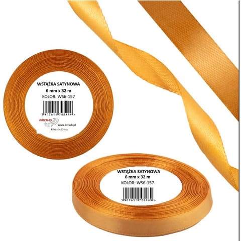 ⁨Wstążka satynowa 6mm/32m WS6-157 nagietkowy BREWIS⁩ w sklepie Wasserman.eu