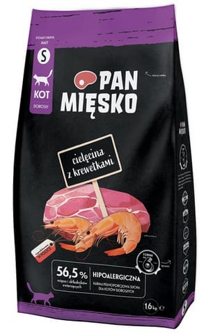 ⁨Pan Mięsko Karma sucha dla kota - cielęcina i krewetki chrupki S 1,6kg⁩ w sklepie Wasserman.eu