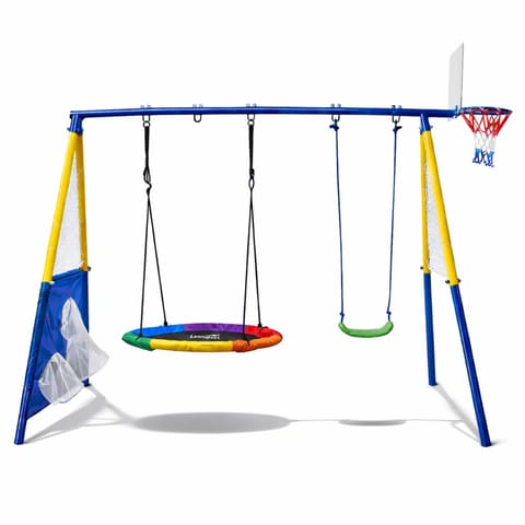 ⁨Plac Zabaw Ogrodowy Dla Dzieci Bocianie Gniazdo Huśtawka Kosz Do Gry 4w1⁩ w sklepie Wasserman.eu