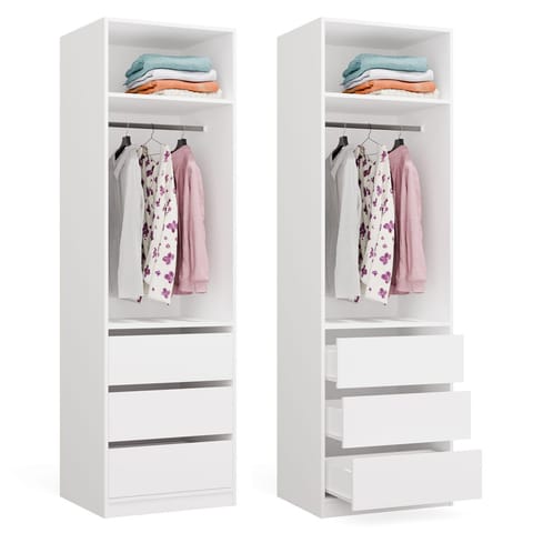 ⁨Garderoba Szafa OPENO 1W1P3S BIAŁA Modułowa Regał z Drążkiem 3 Szuflady⁩ w sklepie Wasserman.eu