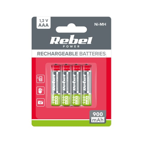 ⁨Akumulatorki REBEL AAA, 900 mAh, Ni-MH, 1,2V, 4szt/bl , R3⁩ w sklepie Wasserman.eu