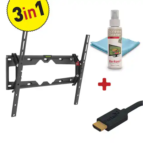 ⁨Barkan 3 in 1 Combo: Flat /Curved TV Wall Mount + Screen Cleaner + HDMI Cable CM310+ Wall Mount, Tilt, 29-65", Maximum weight (⁩ at Wasserman.eu