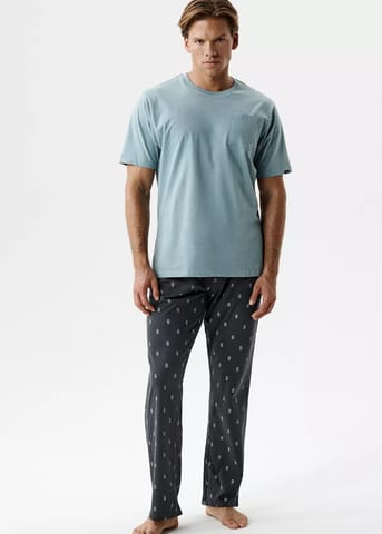 ⁨PIŻAMA ATLANTIC NMP-403 WL26 MIN/GRF (kolor mięta - grafit, rozmiar M)⁩ w sklepie Wasserman.eu