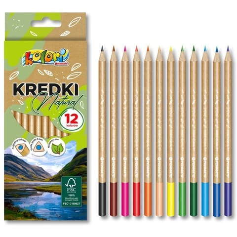 ⁨Kredki ołówkowe trójkątne natural 12 kolorów KOLORI TT8887 PENMATE⁩ w sklepie Wasserman.eu