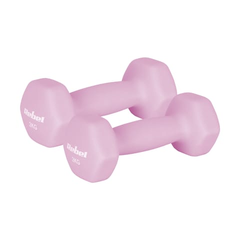 ⁨Hantelki żeliwne neoprenowe HEX 2x2kg, REBEL ACTIVE⁩ w sklepie Wasserman.eu