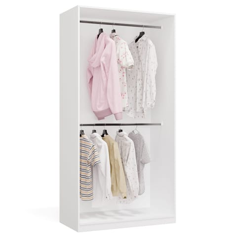 ⁨Garderoba Szafa OPENO 2W BIAŁA Modułowa Regał Z 2 Drążkami Do Sypialni⁩ w sklepie Wasserman.eu