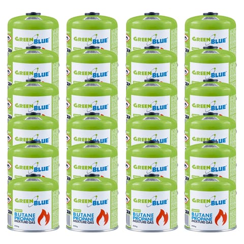 ⁨24x kartusz gazowy 500g GreenBlue. certyfikat: Pi 0437, zgodny z EN417, butan-propan, zakres -10°c do+ 40°c, zawór gwintowany 7/⁩ w sklepie Wasserman.eu