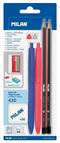 ⁨Zestaw 2 długopisy, ołówki, gumka, temperówka⁩ w sklepie Wasserman.eu