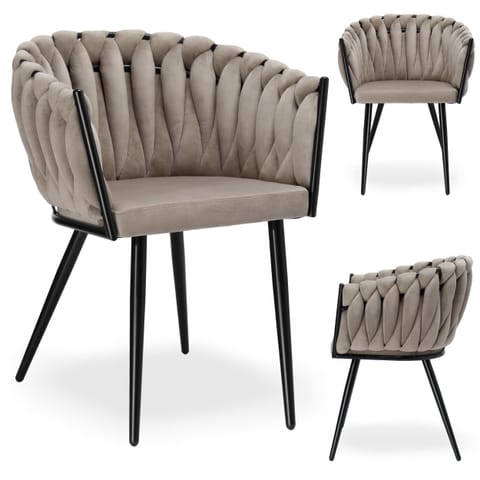 Krzesło welurowe plecione ASTON VELVET taupe w sklepie Wasserman.eu