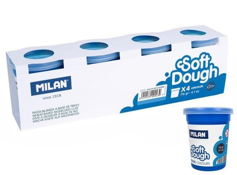 ⁨Ciastolina Basic 116g 4 słoiczki niebieska MILAN⁩ w sklepie Wasserman.eu