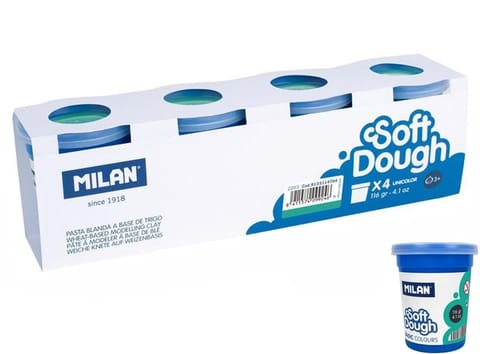 ⁨Ciastolina Basic 116g 4 słoiczki turkusowa MILAN⁩ w sklepie Wasserman.eu