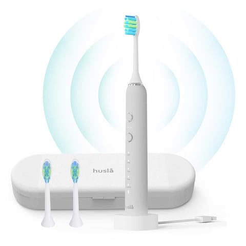 ⁨SZCZOTECZKA SONICZNA DO ZĘBÓW WYBIELAJĄCA HUSLA MEDIC 3 KOŃCÓWKI + ETUI⁩ w sklepie Wasserman.eu