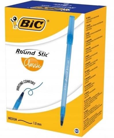 ⁨Długopis Round Stick niebieski z kodem (60szt) BIC⁩ w sklepie Wasserman.eu