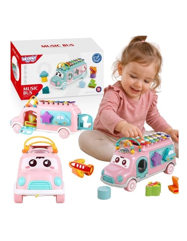 ⁨WOOPIE BABY Samochodzik Muzyczny Sorter z Cymbałkami Różowy⁩ w sklepie Wasserman.eu