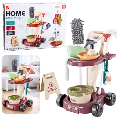 ⁨Zestaw Do Sprzątania Dla Dzieci Wózek Mop Wiadro Odkurzacz 26 el.⁩ w sklepie Wasserman.eu