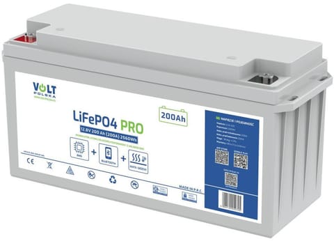 ⁨Akumulator Volt Polska LiFePO4 12,8V 200 Ah (200A) + BMS + BLUETOOTH + MATA⁩ w sklepie Wasserman.eu