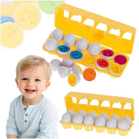 ⁨Układanka edukacyjna sorter dopasuj kształty cyferki jajka 12 sztuk⁩ w sklepie Wasserman.eu