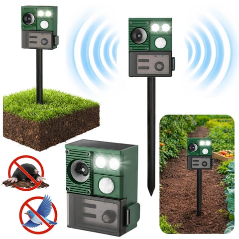 ⁨Solarny Odstraszacz Zwierząt Z Czujnikiem Ruchu Ultradźwięki Diody LED⁩ w sklepie Wasserman.eu