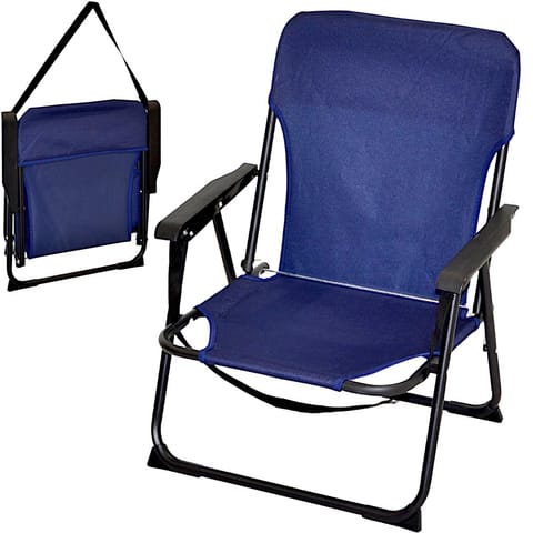 ⁨FOTEL TURYSTYCZNO PLAŻOWY Z PODŁOKIETNIKAMI 52X54X25/66CM SKŁADANY GRANATOWY REDCLIFFS⁩ w sklepie Wasserman.eu