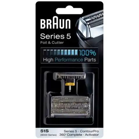 ⁨BRAUN Series 5 51S Replacement foil & cutter for electric shaver Series 5, ContourPro, 360º Complete, Activator Silver⁩ at Wasserman.eu
