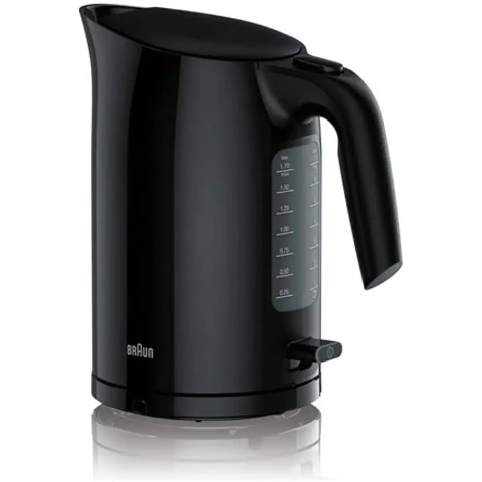 ⁨Braun | Czajnik | WK3100BK PurEase | Standard | 2200 W | 1,7 L | Plastik | Obrotowa podstawa 360° | Czarny⁩ w sklepie Wasserman.eu