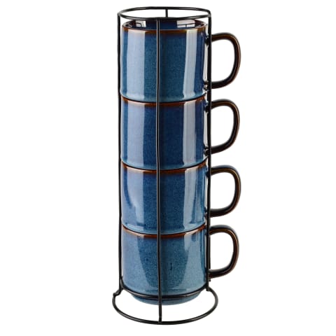 ⁨EVIE DARK BLUE Komplet 4 kubków na stojaku 4x370ml⁩ w sklepie Wasserman.eu