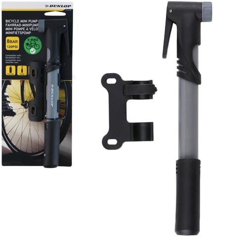 ⁨POMPKA ROWEROWA MINI 120psi (8bar) DUNLOP SZARA⁩ w sklepie Wasserman.eu