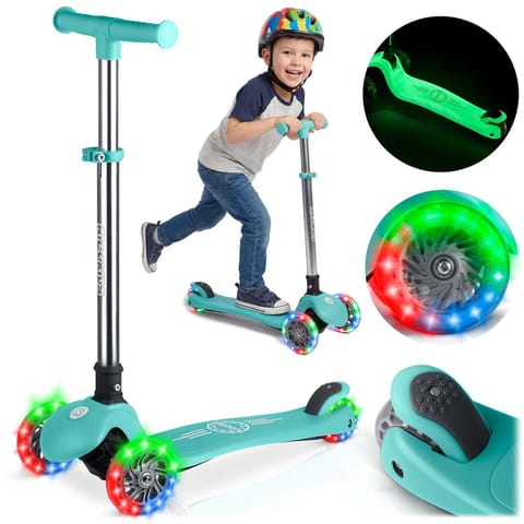 ⁨Hulajnoga trójkołowa dla dzieci balansowa świecąca w ciemności Ricokids Glow - turkusowa⁩ w sklepie Wasserman.eu