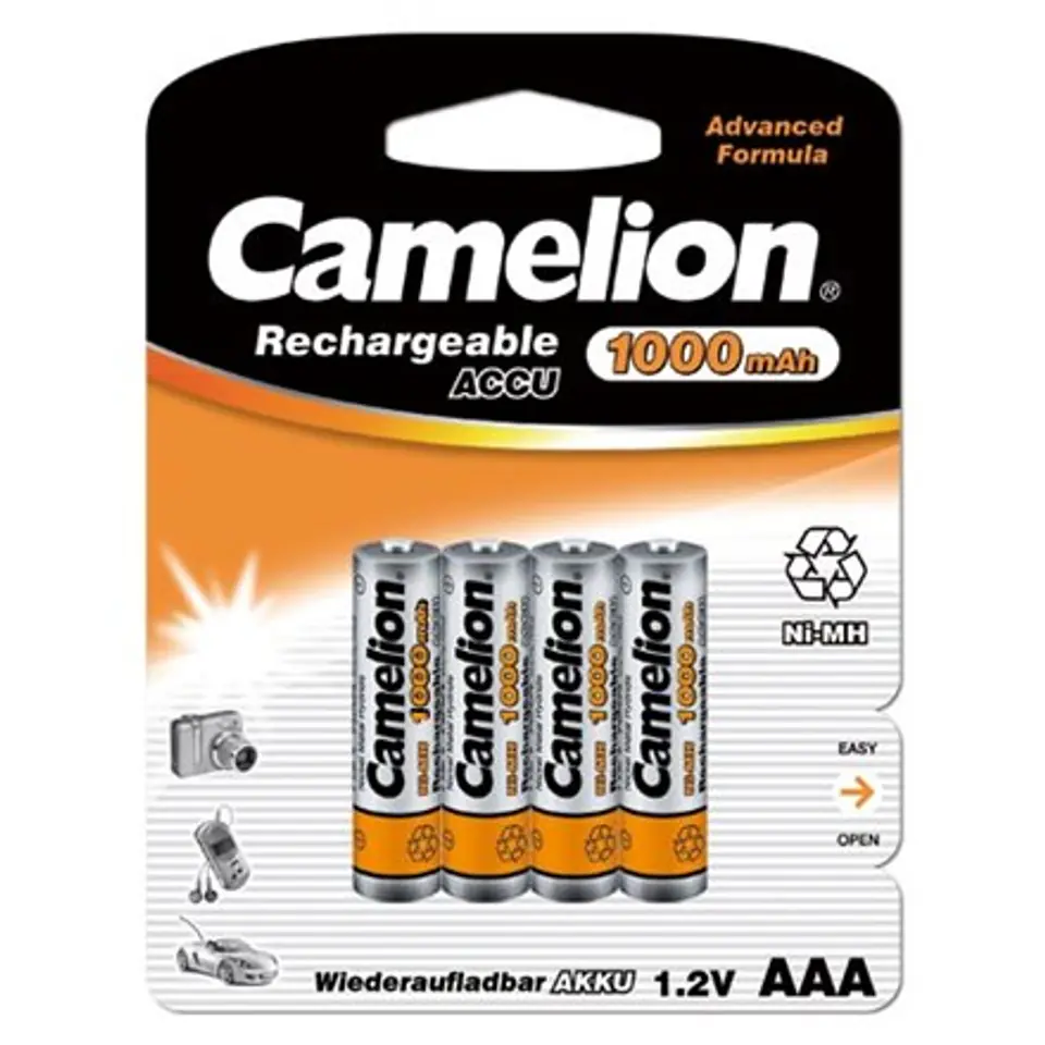 ⁨Camelion AAA/HR03, 1000 mAh, Rechargeable Batteries Ni-MH, 4 pc(s)⁩ at Wasserman.eu