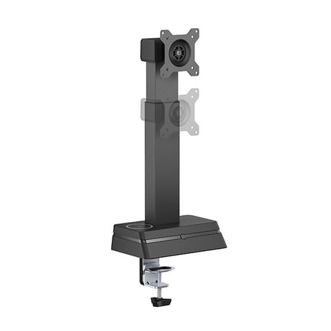 ⁨Powerton ERGO LEVION Uchwyt monitora z automatycznie regulowaną wysokością, czarna, 10KG, zacisk, 17"-32", ładowarka indukcyjna⁩ w sklepie Wasserman.eu